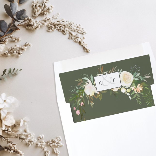 Beautiful White Roses Floral Wedding Envelope Liner (Creator Uploaded)