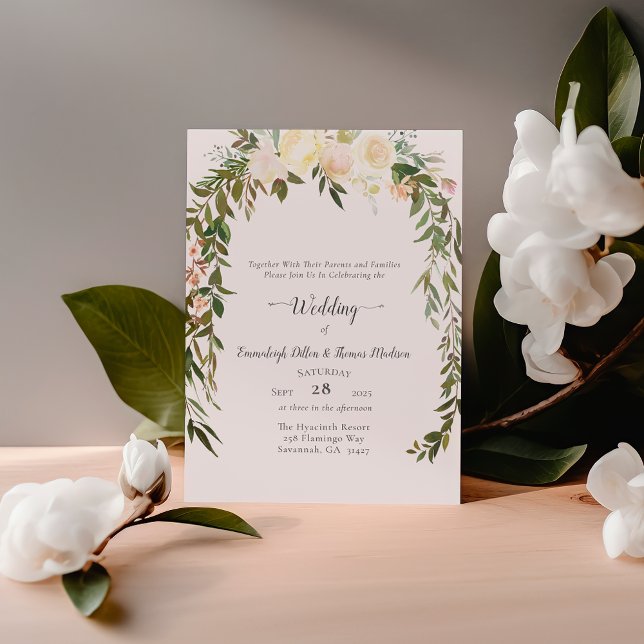 Beautiful White Roses Floral Wedding Invitation (Creator Uploaded)
