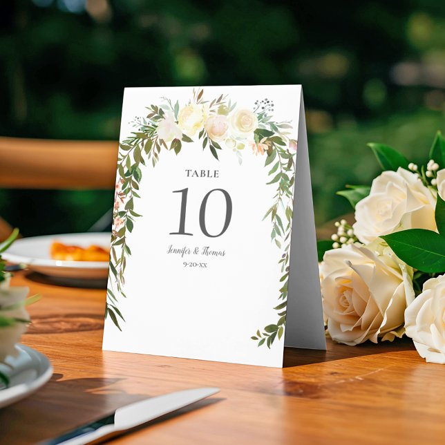 Beautiful White Roses Floral Wedding Table Tent (Creator Uploaded)