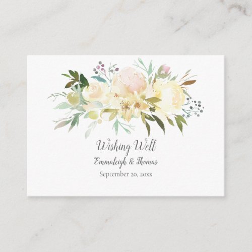 Beautiful White Roses Floral Wishing Well Wedding Enclosure Card