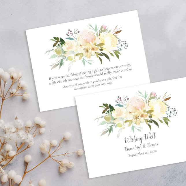 Beautiful White Roses Floral Wishing Well Wedding Enclosure Card (Creator Uploaded)