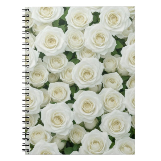 Beautiful White Roses Notebook (Front)
