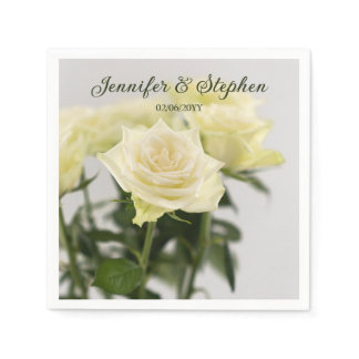 Beautiful White Roses Photo Of Flowers Wedding Napkins