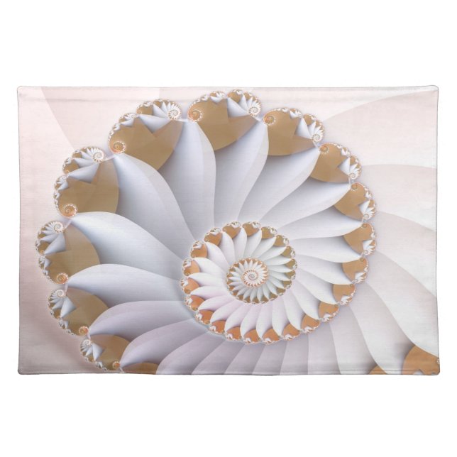 Beautiful White Sea Shell Abstract Pattern Cloth Placemat (Front)