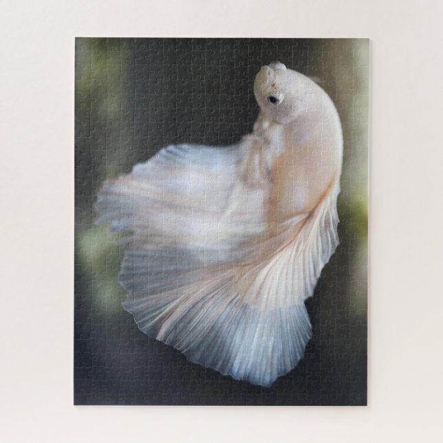 Beautiful White Siamese Betta Fighting Fish Jigsaw Puzzle (Vertical)