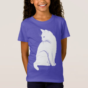 Beautiful White Sitting Cat Kid's Tee