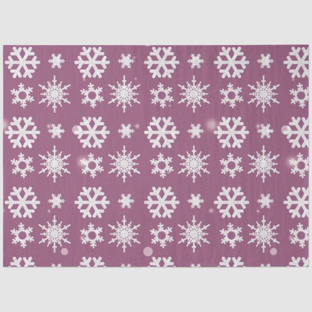 Beautiful White Snowflakes Purple Christmas Tissue Paper (Front)