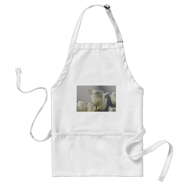 Beautiful White Spring Tulips Adult Apron (Front)