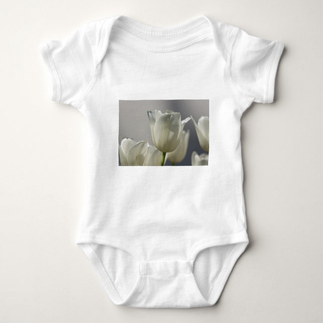 Beautiful White Spring Tulips Baby Bodysuit (Front)