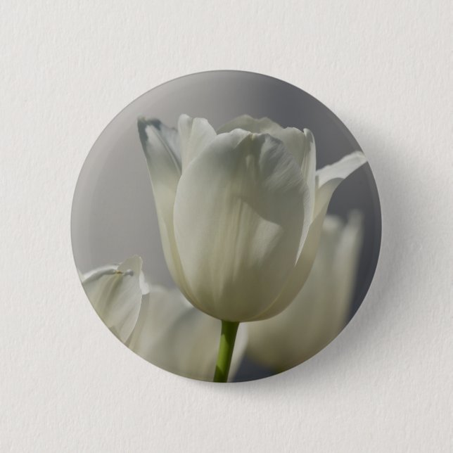 Beautiful White Spring Tulips Pinback Button (Front)