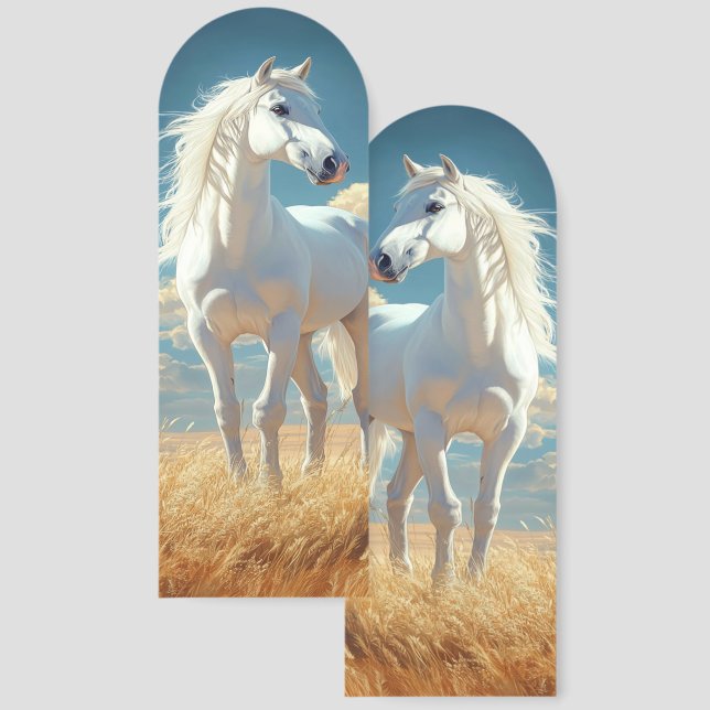 Beautiful White Stallion Horse Photo Bookmarks (Front & Back)