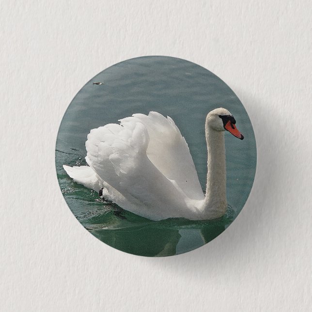 Beautiful white swan button (Front)