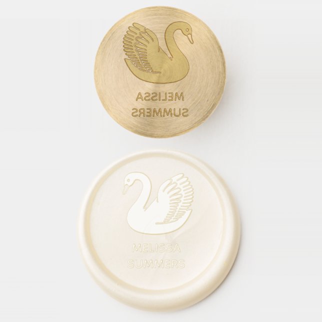 Beautiful White Swan Custom Name Wax Seal Stamp (Stamped)