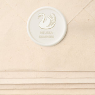 Beautiful White Swan Custom Name Wax Seal Sticker