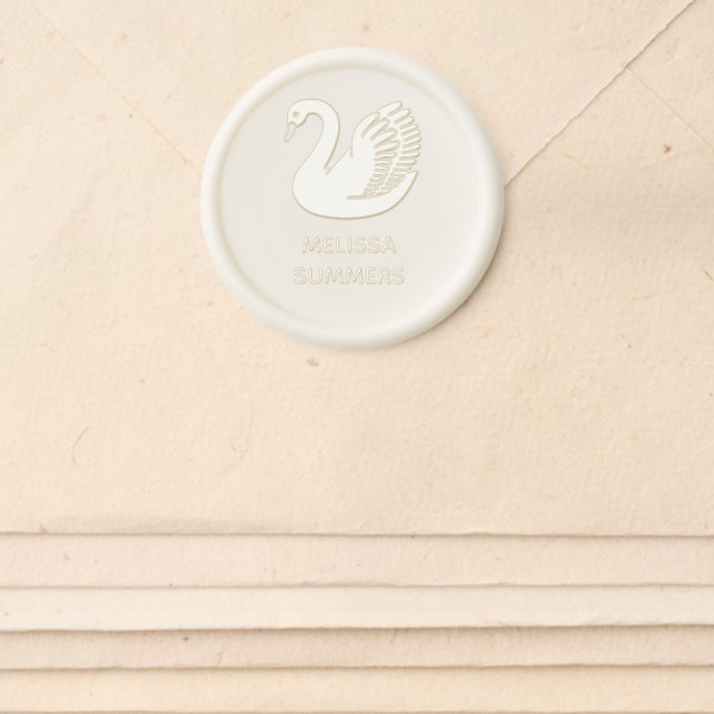 Beautiful White Swan Custom Name Wax Seal Sticker (Front)