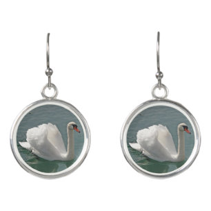 Beautiful white swan earrings