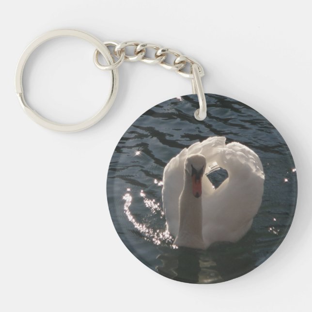 Beautiful white swan keychain (Front)