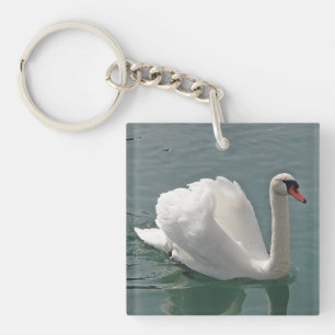 Beautiful white swan keychain