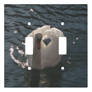 Beautiful white swan light switch cover