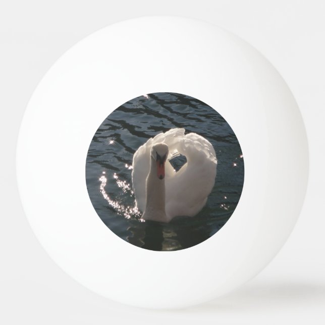 Beautiful white swan ping pong ball (Front)