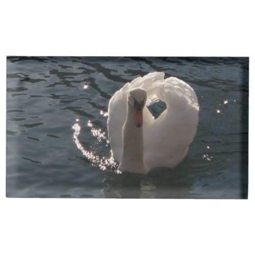 Beautiful white swan place card holder
