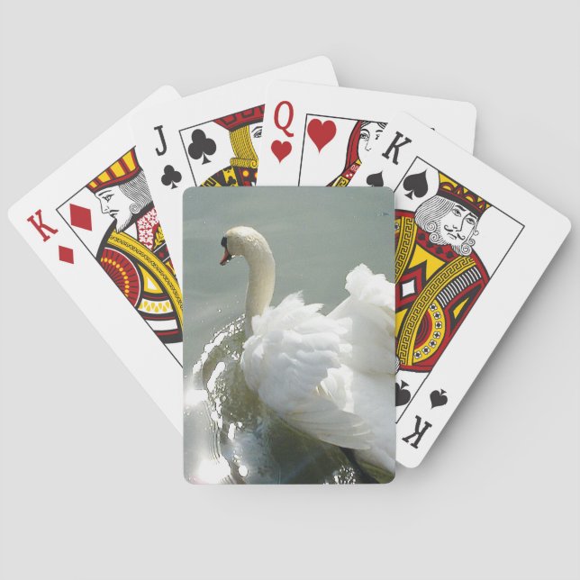 Beautiful white swan poker cards (Back)