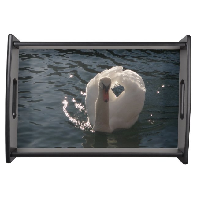 Beautiful white swan serving tray (Front)