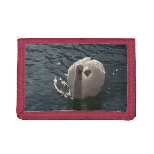 Beautiful white swan trifold wallet