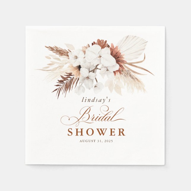 Beautiful White Terracotta Flowers Bridal Shower Napkins (Front)