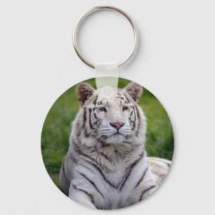 Beautiful White Tiger Photo Keychain