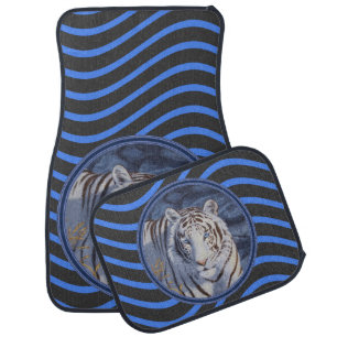 Beautiful White Tiger with Crystal Blue Eyes Car Mat