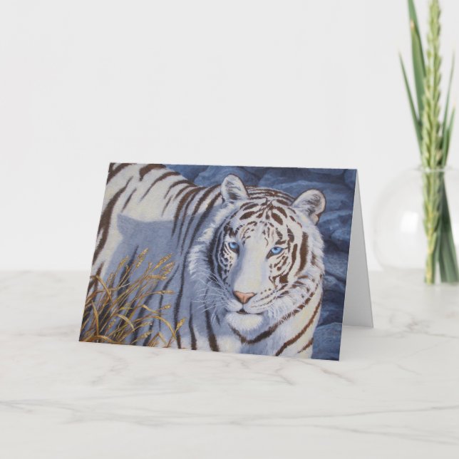 Beautiful White Tiger with Crystal Blue Eyes Card (Front)