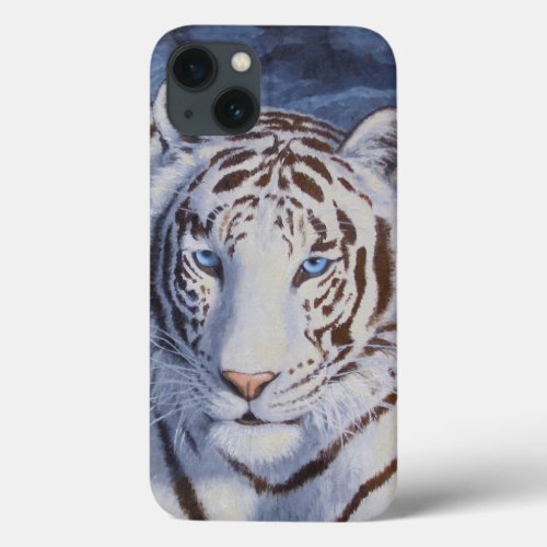 Beautiful White Tiger with Crystal Blue Eyes iPhone 13 Case
