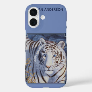 Beautiful White Tiger with Crystal Blue Eyes iPhone 16 Case