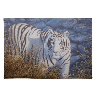 Beautiful White Tiger with Crystal Blue Eyes Cloth Placemat