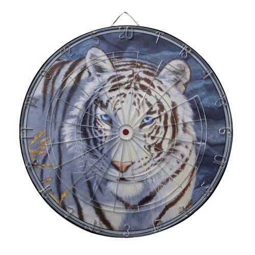 Beautiful White Tiger with Crystal Blue Eyes Dart Board