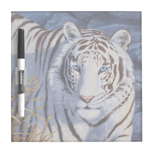 Beautiful White Tiger with Crystal Blue Eyes Dry Erase Board (Front)