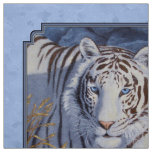 Beautiful White Tiger with Crystal Blue Eyes Fabric