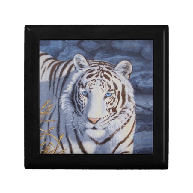 Beautiful White Tiger with Crystal Blue Eyes Gift Box (Front)