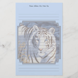 Beautiful White Tiger with Crystal Blue Eyes Stationery