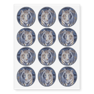 Beautiful White Tiger with Crystal Blue Eyes Temporary Tattoos