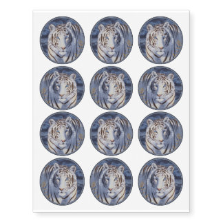 Beautiful White Tiger with Crystal Blue Eyes Temporary Tattoos
