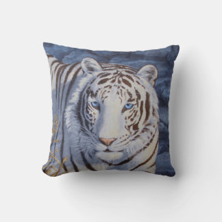 Beautiful White Tiger with Crystal Blue Eyes Throw Pillow