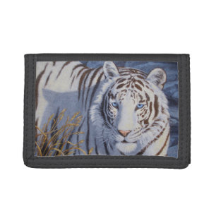 Beautiful White Tiger with Crystal Blue Eyes Tri-fold Wallet