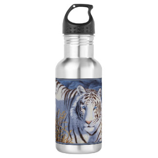 Beautiful White Tiger with Crystal Blue Eyes Water Bottle