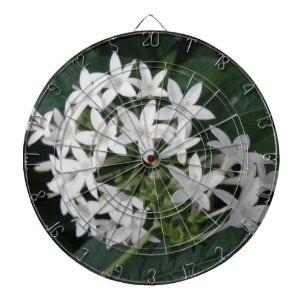 Beautiful White Tropical Flowers Dart Board