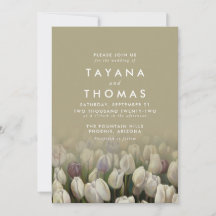 Beautiful white tulips painting Wedding Invitation