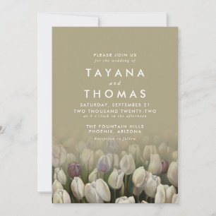 Beautiful white tulips painting Wedding Invitation