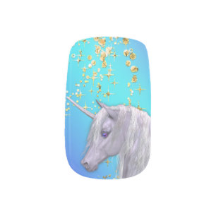 Beautiful White Unicorn Minx Nail Art