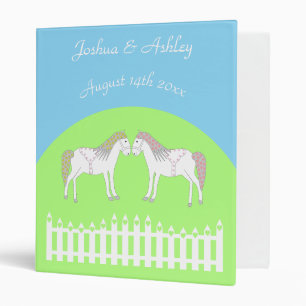 Beautiful White Wedding Horses Custom 3 Ring Binder